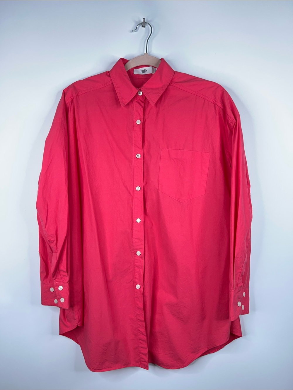 Frankie Shop Hot Pink Button-Down Shirt Melody Oversized Organic Cotton Poplin